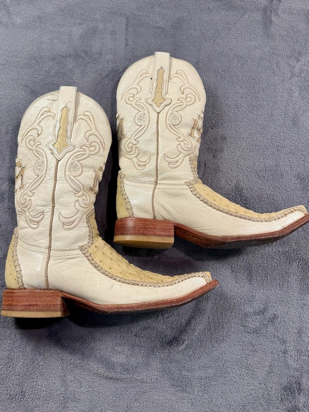 Los Altos/Montero Genuine Ostrich/Leather Western Cowboy Boots with 6X Toe
